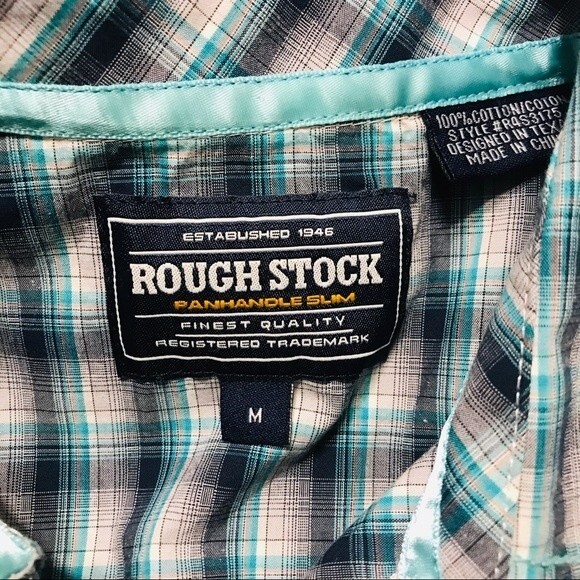 Rough Stock light blue shirt  Panhandle slim button down shirt size M western - Picture 2 of 8